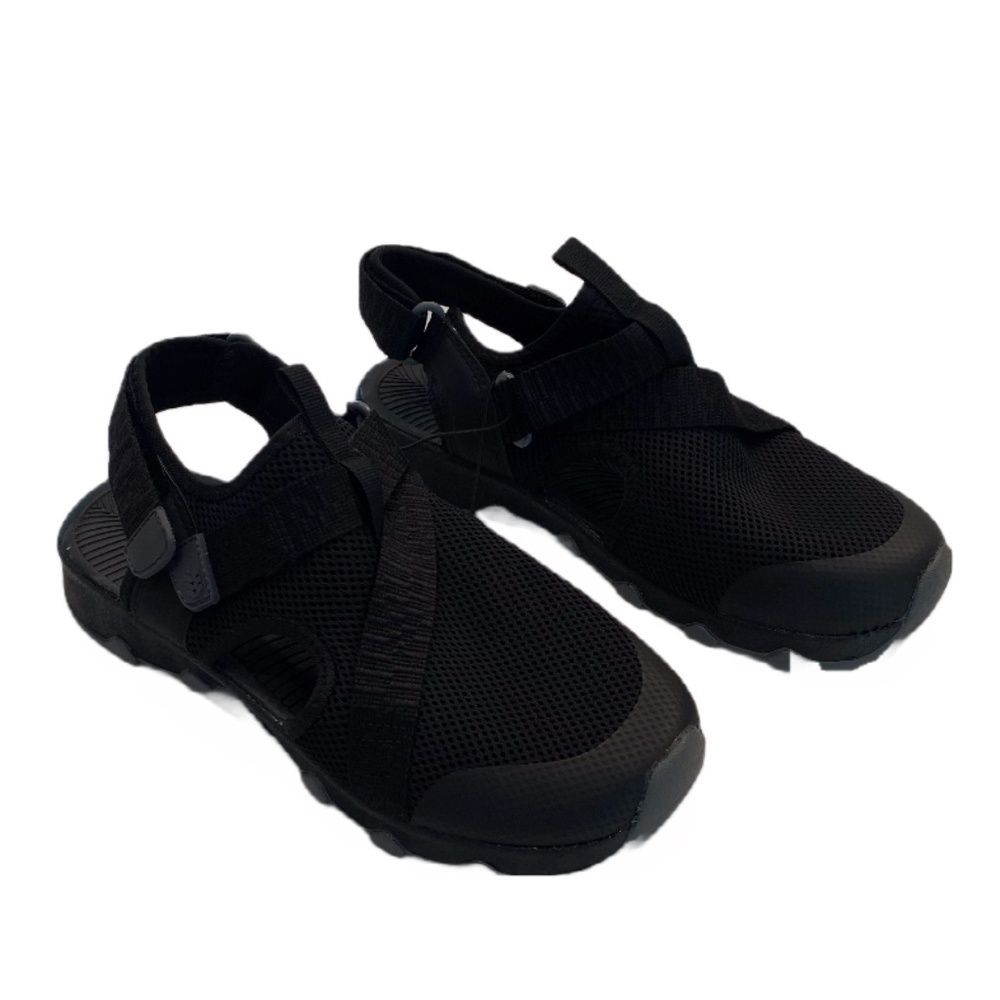 Black Adventurous Outdoor Sandals with Open Heel and Closed Toe